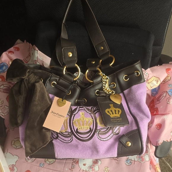 Juicy Couture Purple and Brown Day Dreamer Embroidered Shoulder Bag - Picture 2 of 10